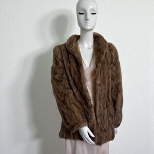 Vintage Taupe Mink Fur Coat 1960s Soft Brown Luxury Mid-Century Glamour S/M